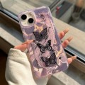 For iPhone 12 Pro Max Dual-layer Water Rippled Acrylic Hybrid TPU Phone Case(Purple Butterflies)