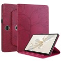 For Honor Pad 9 Tree Life Embossed Rotation Leather Tablet Case(Red)