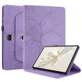 For Honor Pad 9 Tree Life Embossed Rotation Leather Tablet Case(Purple)