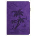 For Samsung Galaxy Tab S9 X710/X716B/X718U Coconut Tree Embossed Smart Leather Tablet Case(Purple)