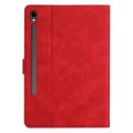 For Samsung Galaxy Tab S9 FE X510/X516B Coconut Tree Embossed Smart Leather Tablet Case(Red)