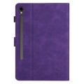 For Samsung Galaxy Tab S9 FE X510/X516B Coconut Tree Embossed Smart Leather Tablet Case(Purple)