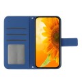 For TCL 502 Skin Feel Sun Flower Embossed Flip Leather Phone Case with Lanyard(Dark Blue)