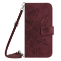 For TCL 50 SE/40 NxtPaper 4G Skin Feel Sun Flower Embossed Flip Leather Phone Case with Lanyard(Wine