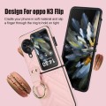 For OPPO Find N3 Flip V-shaped PU Hybrid TPU Ring Holder Phone Case(Pink)
