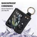 For OPPO Find N3 Flip V-shaped PU Hybrid TPU Ring Holder Phone Case(Black)