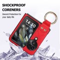 For OPPO Find N3 Flip V-shaped PU Hybrid TPU Ring Holder Phone Case(Red)