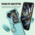 For OPPO Find N3 Flip V-shaped PU Hybrid TPU Ring Holder Phone Case(Green)