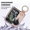 For OPPO Find N3 Flip V-shaped PU Hybrid TPU Ring Holder Phone Case(Rose Gold)