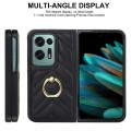 For OPPO Find N2 V-shaped PU Hybrid TPU Ring Holder Phone Case(Black)