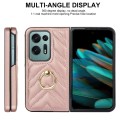 For OPPO Find N2 V-shaped PU Hybrid TPU Ring Holder Phone Case(Rose Gold)