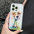 For iPhone 15 Pro Max Painted Color Ink Animals TPU Phone Case(Graffiti Dog)