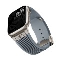 For Apple Watch 42mm Vertical Texture Titanium Buckle Elastic Silicone Watch Band(Grey)