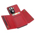 For OPPO Reno11 5G Global Double Buckle Card Slots Magnetic Phone Case(Red)