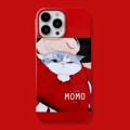For iPhone 15 Plus Cartoon Film Craft Hard PC Phone Case(Cat)