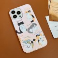 For iPhone 15 Plus Cartoon Film Craft Hard PC Phone Case(Cute Cats)