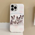 For iPhone 15 Plus Cartoon Film Craft Hard PC Phone Case(Three Cute Cats)