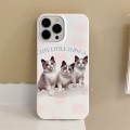 For iPhone 15 Pro Max Cartoon Film Craft Hard PC Phone Case(Three Cute Cats)