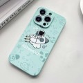 For iPhone 15 Liquid Silicone Straight Side Phone Case(Green Astronaut)