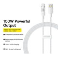 Baseus CD Series PD100W USB to USB-C / Type-C Fast Charging Data Cable, Length:1m(White)