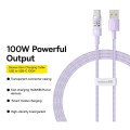 Baseus CD Series PD100W USB to USB-C / Type-C Fast Charging Data Cable, Length:2m(Purple)
