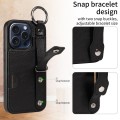 For iPhone 15 Pro Calf Texture Wrist Card Slot Ring Phone Case(Black)