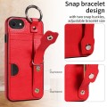 For iPhone 7 / 8 / SE 2022 Calf Texture Wrist Card Slot Ring Phone Case(Red)
