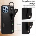 For iPhone 13 Pro Max Calf Texture Wrist Card Slot Ring Phone Case(Black)