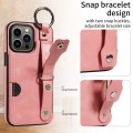 For iPhone 13 Pro Calf Texture Wrist Card Slot Ring Phone Case(Pink)