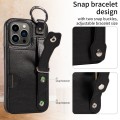 For iPhone 13 Pro Calf Texture Wrist Card Slot Ring Phone Case(Black)