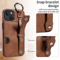 For iPhone 13 Calf Texture Wrist Card Slot Ring Phone Case(Brown)