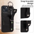 For iPhone 13 Calf Texture Wrist Card Slot Ring Phone Case(Black)