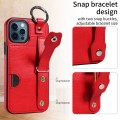 For iPhone 12 / 12 Pro Calf Texture Wrist Card Slot Ring Phone Case(Red)