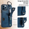 For iPhone 12 / 12 Pro Calf Texture Wrist Card Slot Ring Phone Case(Blue)