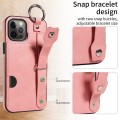 For iPhone 12 Pro Max Calf Texture Wrist Card Slot Ring Phone Case(Pink)