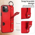 For iPhone 12 Pro Max Calf Texture Wrist Card Slot Ring Phone Case(Red)