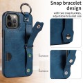 For iPhone 12 Pro Max Calf Texture Wrist Card Slot Ring Phone Case(Blue)