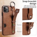 For iPhone 11 Pro Max Calf Texture Wrist Card Slot Ring Phone Case(Brown)
