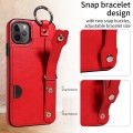 For iPhone 11 Pro Max Calf Texture Wrist Card Slot Ring Phone Case(Red)