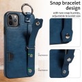 For iPhone 11 Pro Max Calf Texture Wrist Card Slot Ring Phone Case(Blue)
