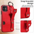 For iPhone 11 Calf Texture Wrist Card Slot Ring Phone Case(Red)