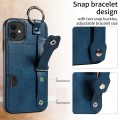 For iPhone 11 Calf Texture Wrist Card Slot Ring Phone Case(Blue)