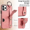 For iPhone 11 Pro Calf Texture Wrist Card Slot Ring Phone Case(Pink)