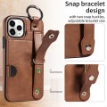 For iPhone 11 Pro Calf Texture Wrist Card Slot Ring Phone Case(Brown)