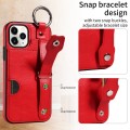 For iPhone 11 Pro Calf Texture Wrist Card Slot Ring Phone Case(Red)