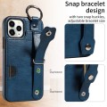 For iPhone 11 Pro Calf Texture Wrist Card Slot Ring Phone Case(Blue)
