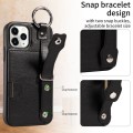 For iPhone 11 Pro Calf Texture Wrist Card Slot Ring Phone Case(Black)