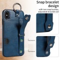 For iPhone XS Max Calf Texture Wrist Card Slot Ring Phone Case(Blue)