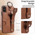For iPhone X / XS Calf Texture Wrist Card Slot Ring Phone Case(Brown)