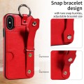 For iPhone X / XS Calf Texture Wrist Card Slot Ring Phone Case(Red)